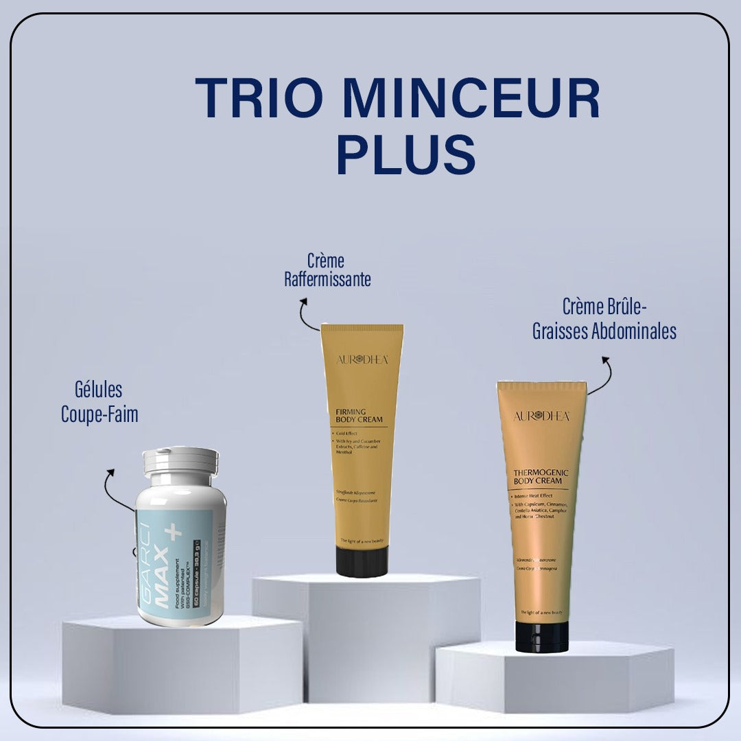TRIO MINCEUR : GELULE COUPE FAIM, CREME RAFFERMISSANTE, CREME BRULE BRAISSE